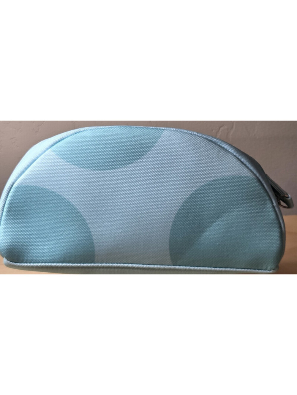 Benefit Cosmetic Travel Zipped Bag Green with White Micro Dots.  New Bag, No tag